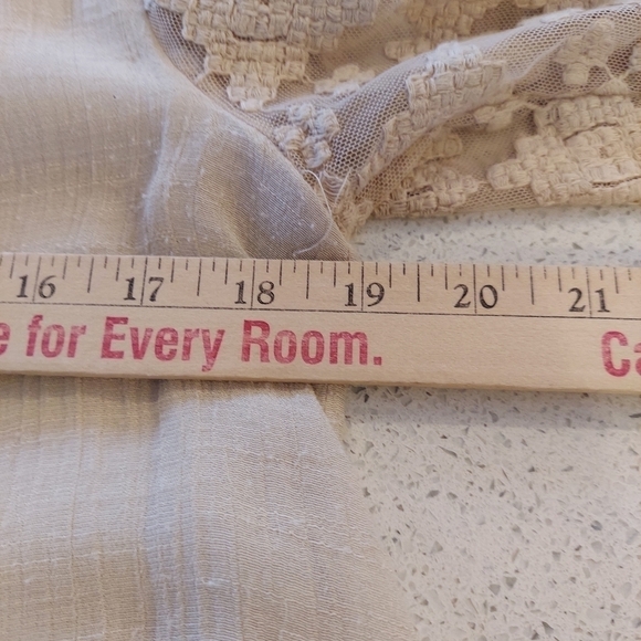 JohnPaulRichard Top Blouse Peasant Boho Penny Lane Tunic Lace Beige Tan Small - Picture 11 of 13